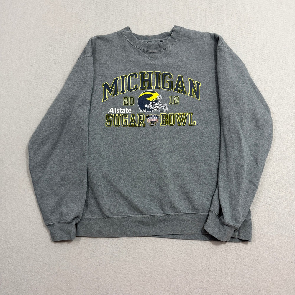 Vintage Michigan Sugar Bowl 2012 Sweatshirt Men Large Gray Crewneck Graphic y2k